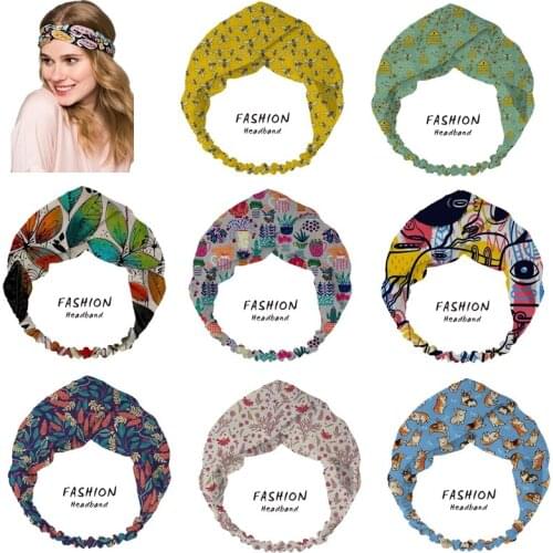 2020 Women Bandanas Hair Accessories Headband Cross Top Knot Elastic Hair Bands Honey Comb Hives Hairband Headwrap Scrunchies