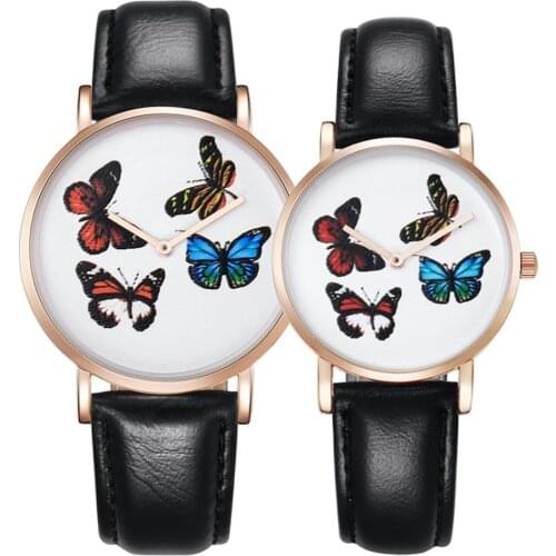 CAGARNY Women Leather Strap Watches Lovers Wristwatches Ladies Butterfly Ultra Thin Dial Quartz Hours Fashion Womans Hand Watch