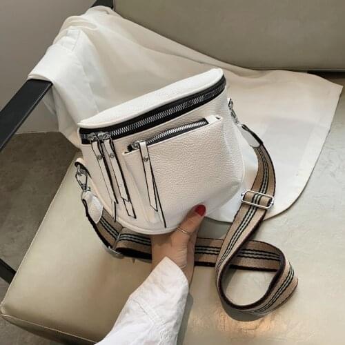 Female Bags Designer Crossbody Bag Pu Leather Soft Messenger Bags For Ladies Zipper Wide Shoulder Strap Mini Retro Woman Bag