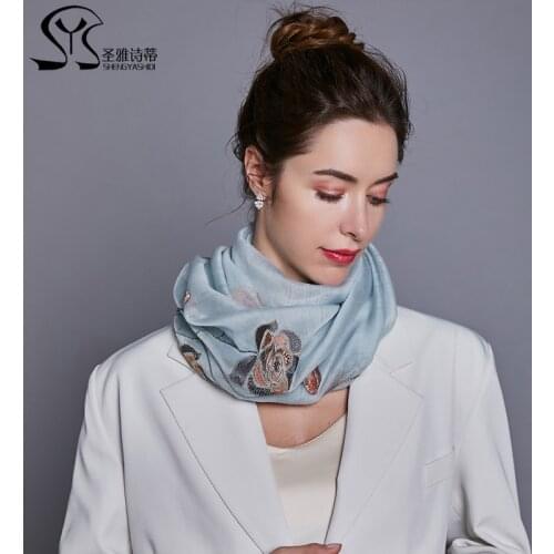 Winter luxury Brand Silk Wool Scarf Women Oversized Blanket Scarf Hand-embroidered Ladies Silk Scarf High-end Shawl