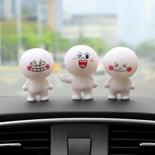 ZK50 7cm Car Ornament Adornment Cute Expression Cartoon Doll Car Decoration Auto Interior Decor Car Accessories for Gifts