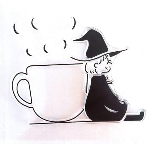 10*10 Tea Cup and Fairy Witch Transparent Silicone Clear Stamps DIY Seal for Scrapbooking Card Making Photo Album Decorative Stamp Sheet