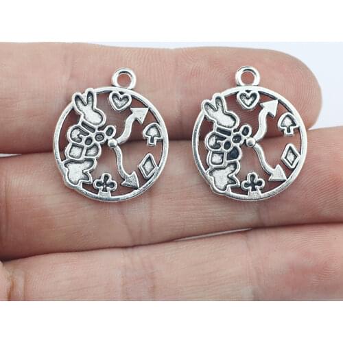 Newest 12Pcs 20*23mm Antique Silver Color Alloy Cute Rabbit Charms Necklace Earring Pendant For DIY Jewelry Making Findings
