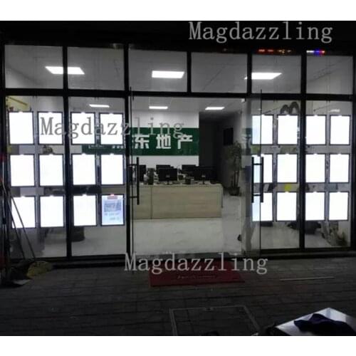 24Units A4 Single Side Real Estate Agent LED Window Display Light Pocket Vertical Hanging LED Advertising Lightbox