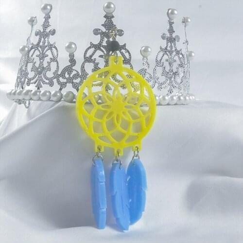 A0NF 1 Set Dream Catcher Feather Pendant Epoxy Resin Mold Earrings Necklace Keychain Casting Silicone Mould DIY Crafts Mold