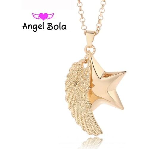 Angel Bola 28mm 10pcs Wholesales Wings Five-pointed Star Shape Sound Engelsrufer Necklace Pendant for Women Gift Jewelry L047