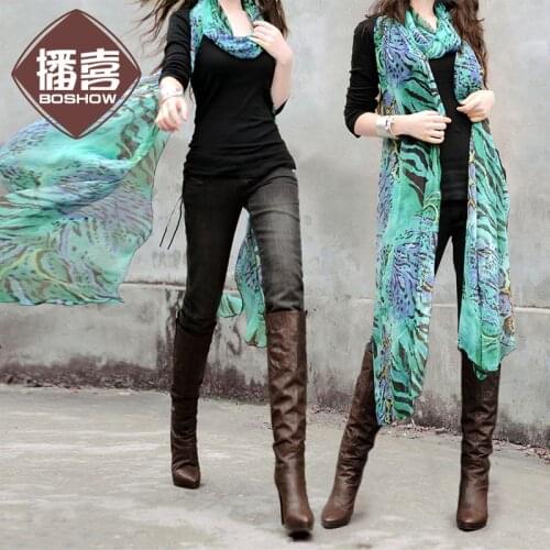 Free Shipping 2021 New Fashion Long Boshow Solid Color Print Chiffon Ultra Long Scarf Cape 3meter Long Women Scarf