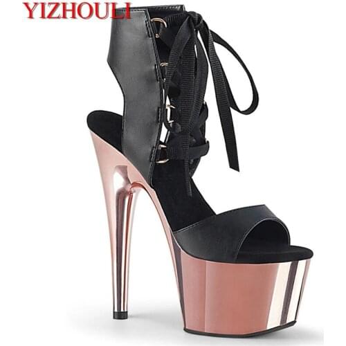 7 inch, sexy electroplated sandals, 17 cm high heels for stage parties, pole dancing exercises at nightclubs, dancing shoes