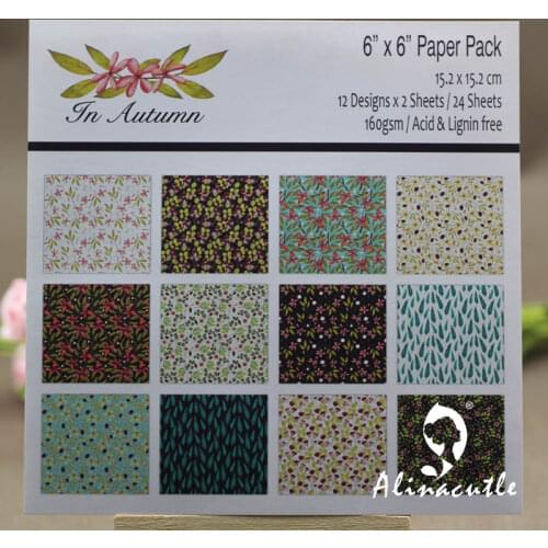 AlinaCraft 24 sheets 6"X6" in autumn patterned paper Scrapbooking paper pack handmade craft paper craft Background pad