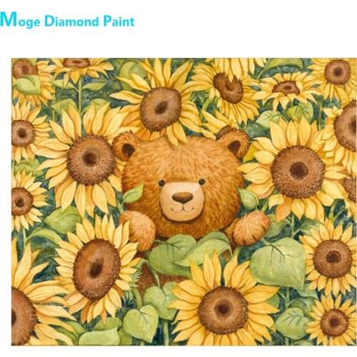 Sunflower Flower Diamond Painting Oil Round Full Drill Floral Teddy Bear Nouveaute DIY Mosaic Embroidery 5D Cross Stitch Gifts