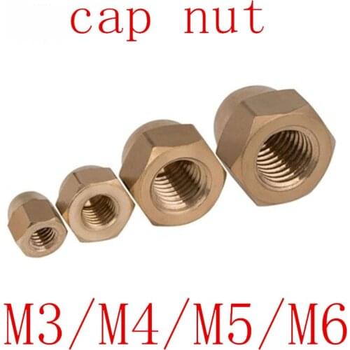 10-50Pcs DIN1587 M3 M4 M5 M6 Brass Cap Hex Nuts Decorative Dome Head Cover Semicircle Acorn Nut