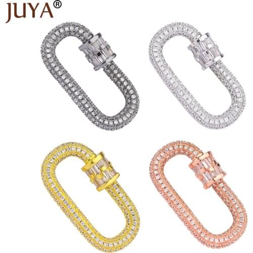 Juya Trendy Zircon Clasp Lock Hook Spiral Fastener Screw Clasps Crystal Accessories for DIY Luxury Jewelry Making Woman Necklace