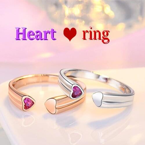 Heart Shape Open Ring Design Cute Fashion Love Jewelry For Women Young Girl Gifts Adjustable