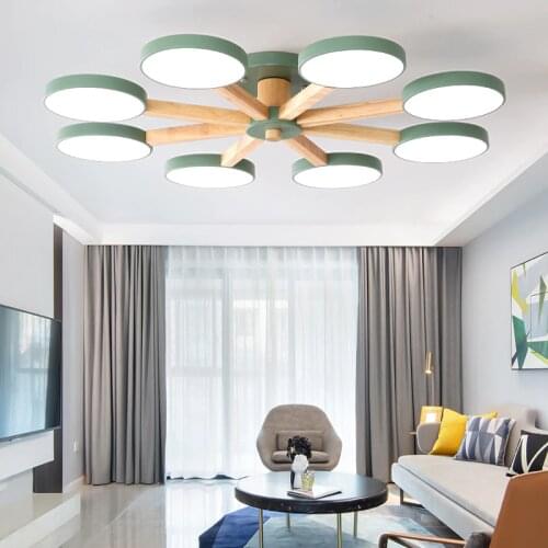 Creative 3/6/8 Lights solid wooden LED chandelier Light Macaron shape ceiling lamp Loft Led Lustres For Kids Shop Wedding Lights