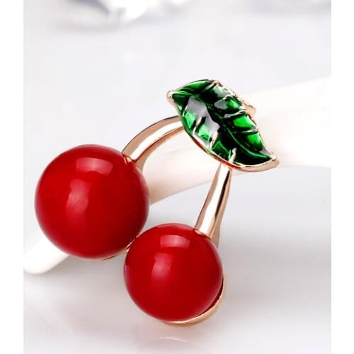 Small Cherry Blossom Red Enamel Brooch Fashion Cuter Fruit Pin for Women Children Gifts Brooches Jewelry Accessories