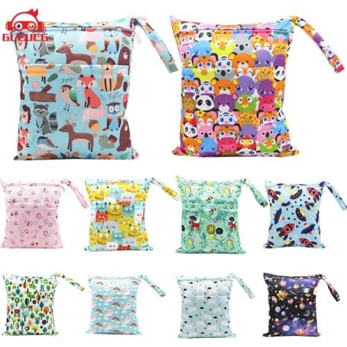 Happy Flute Reusable Baby Diapers Waterproof Bag 40*70 cm Mass Baby Clothes Storage Bag Wet Bag Diaper Bag Fashion Prints Diaper