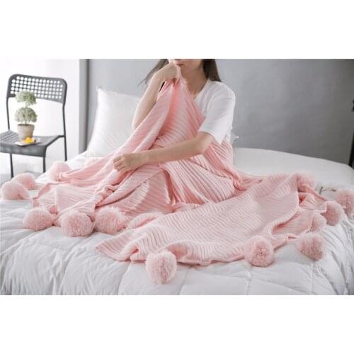 New Fashion Wool thick Line Knitted Blanket Natural Anti-Pilling Super Soft Used in Bed Fur Ball Sofa Plane Cobertor Blanket