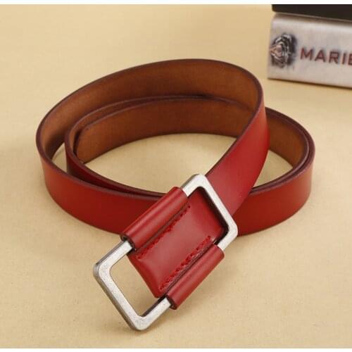 New Women Leather Belt Simple Joker Pure Leather Buckle Belt Women Wide Decorative Leather Belt Wholesale