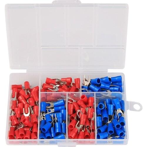190Pcs Crimp Terminal Spade Fork Connector Kit Wire Copper Crimp Connector Insulated Cord Pin End Terminal Assorted kit