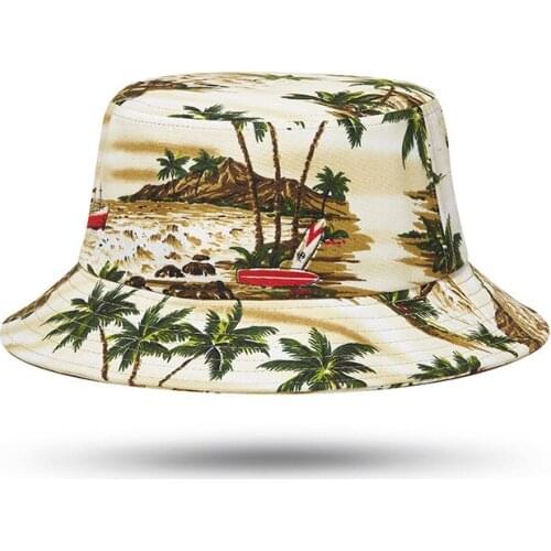 Bucket Hat Women Beach Summer Sun Cap Men Panama Trees Wide Brim Breathable UV Protection Fishing Accessory For Holiday Outdoor