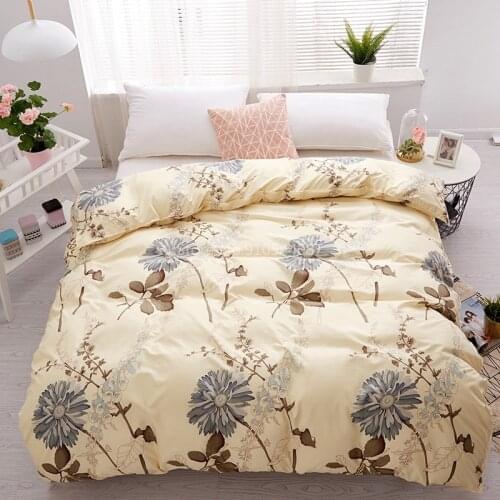 Beige Flower Duvet Cover with Zipper Comforter Case Plain Printed Quilt Cover 150x200cm 180x220cm 200x230cm Size Home Textile