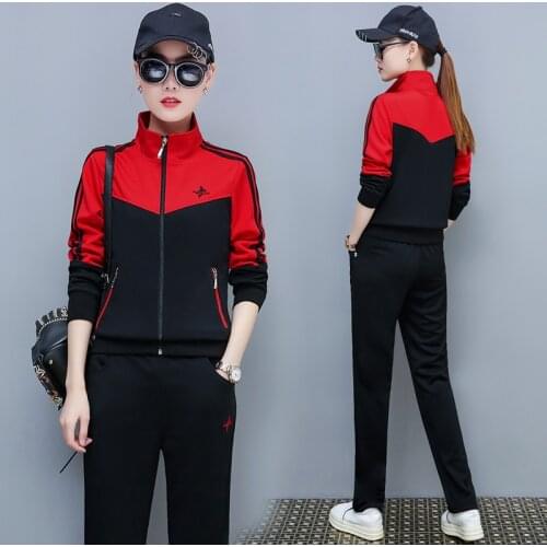 Casual suit female 2020 new Korean version collar sportswear Spring thin Yellow and red Jacket pants set plus size M-4XL bs5792