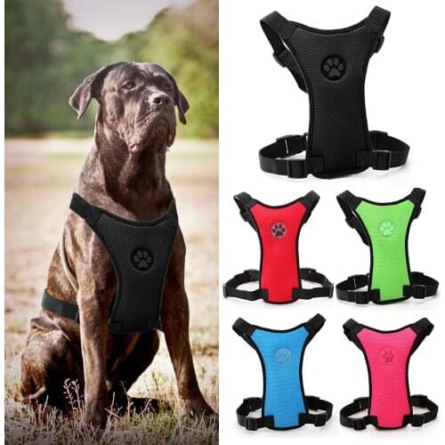Car Seat Belt Dog Harness Summer Soft Breathable Vehicle Mesh Puppy Dog Leash Set Cat Vest For Medium Large Pet
