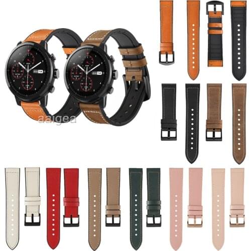 22mm Leather Silicone Watch Band Strap for Huami Amazfit Stratos 2 2S 3 Replacement Correa Wrist Bracelet straps 20mm
