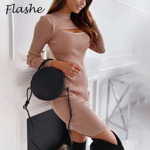 Sexy Dress Women O Neck Elastic Long Sleeve Bodycon Elegant Women Short Dress 2021 Spring Autumn Party Slim Dresses