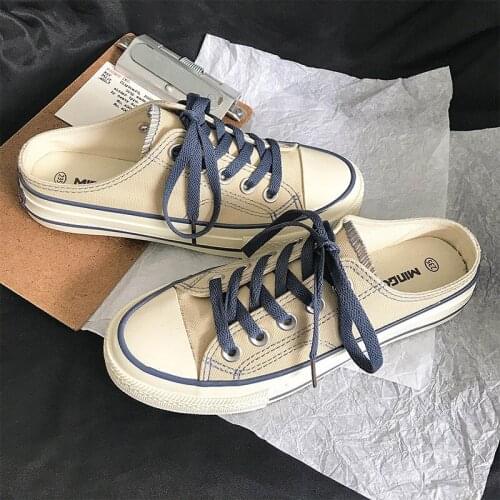 Canvas Shoes Womens 2021 Summer New Style Japanese Breathable White Shoes Pedal Lazy Shoes