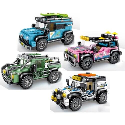 Off road cars sets building block suv jeep Humvee speed City Pickup Overland Super Race Great Vehicle sports truck Kit technique