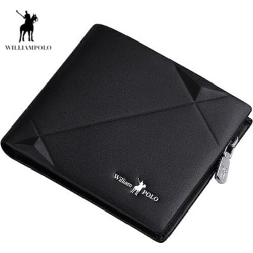 WILLIAMPOLO men wallet Genuine leather men small coin purse zipper wallet fashion design luxury wallets for men 2019 new purse