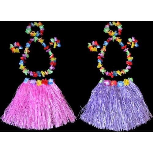 40cm Plastic Fibers Girl Grass Skirts Hula Skirt Hawaiian Costume Accessories Ladies Dress Up Festive Party Drees Supplies