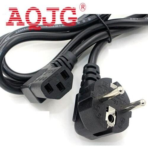 1.5M C13 IEC Kettle 90 Degree to European 2 pin Round AC EU Plug Power Cable Lead Cord PC AQJG