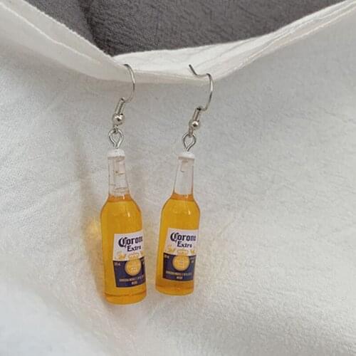 1Pair New Funny Beer Bottle Cup Resin Earrings Womens Fashion Creative Drink Jewelry Personality Birthday Gifts for Friend