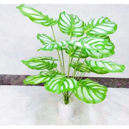 70CM 18Leaf Artificial Large Indoor Plant Green Fake Banyan Tree Branch DIY Art Landscaping Hotel Living Room Balcony Home Decor
