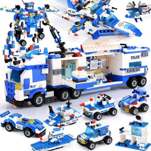825 PCS Classic DIY Bricks Toys Police Series Building Blocks With Figures Police SWAT Station Blocks City For Children