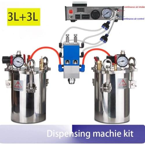 Full-automatic Glue Dispenser kit 3L+3L pressure vessel AB Mixing Liquid Glue Dispensing Machine Equipment for Epoxy Resin