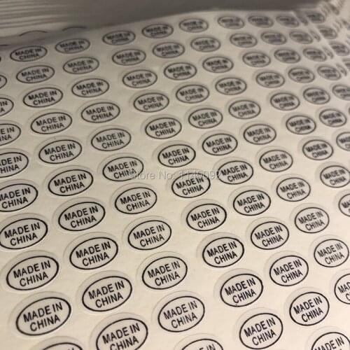 Free shipping wholesales stock "MADE IN CHINA" sticker 9x13mm/custom paper sticker/clear pvc sticker printing 2700 pcs a lot