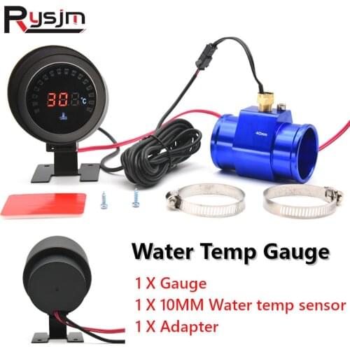 12V/24V LCD Digital Water Temp Gauge+10mm Temperature Sensor+Adapter Joint Pipe Sensor For Car Gauge Modification Celsius Meter