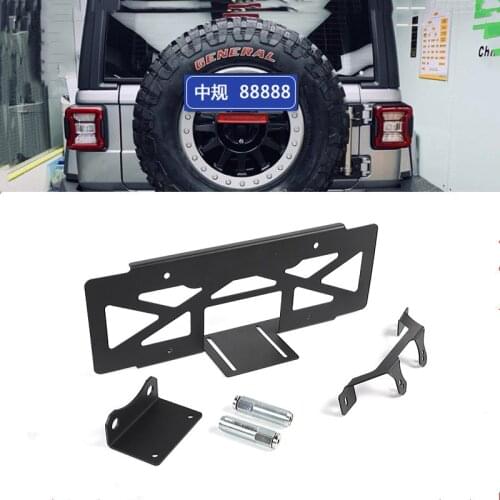 Registration Plate Holder for Jeep Wrangler JL 2018 2019 2020 2021 Car Rear Spare Tire License Plate Mount Bracket Accessories