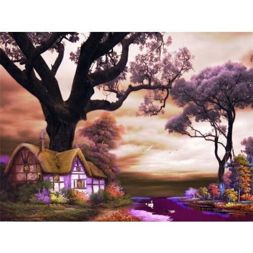 DIY Digital Painting By Numbers purple landscape oil painting mural Kits Coloring Wall Art Picture Gift frameless
