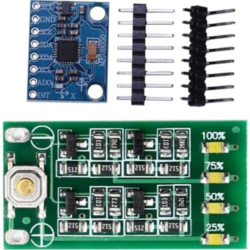 1 Pcs GY-521 MPU-6050 Accelerometer Module & 1 Pcs 3S 11.1V 12V 12.6V Lithium Battery Capacity Indicator Module