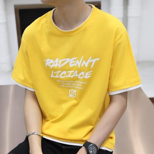 Summer Mens Casual Letter Print Cotton Short Sleeve T Shirt New Harajuku Loose Shirts Male Top Tees Korean Trend Shorts Clothes