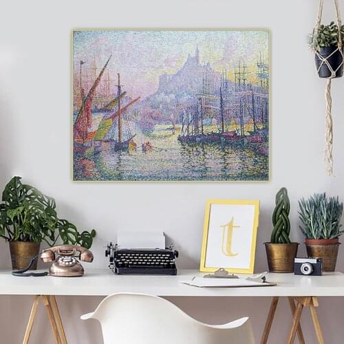 Holover Canvas Oil Painting Paul Signac"Our Lady Of The Guard"Western Art Decor Poster Artwork Wall Aesthetic Home Decoration