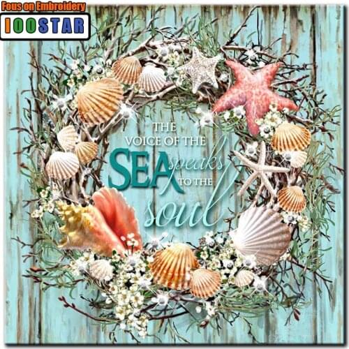 Full Square/Round drill DIY diamond Painting Cross Stitch Coastal Shell wreath Diamond Embroidery Mosaic Rhinestone home Decor