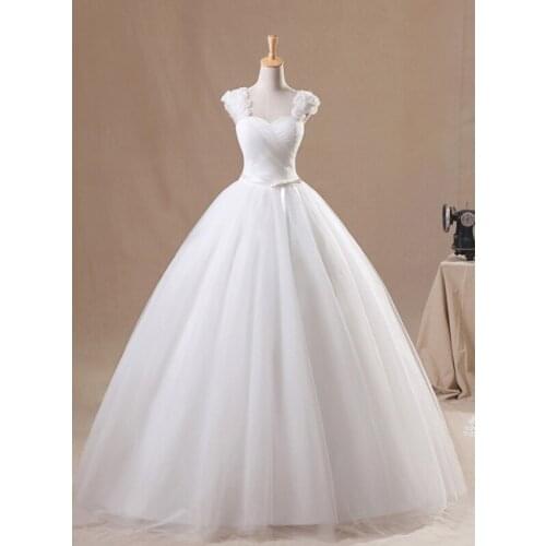 Classic Wedding Dresses Flowers Straps Bowknot Bride Dresses Pleats Ball Gown Sleeveless Lace Up Bridal Gowns Vestido De Noiva