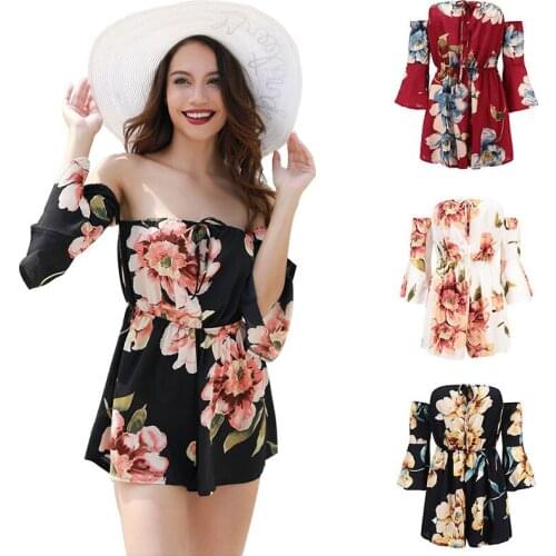 Sexy Rompers Womens Jumpsuit Fashion Floral Print Belted Waist Tied Layered Playsuit Women Fall Loose Overalls Party Holiday