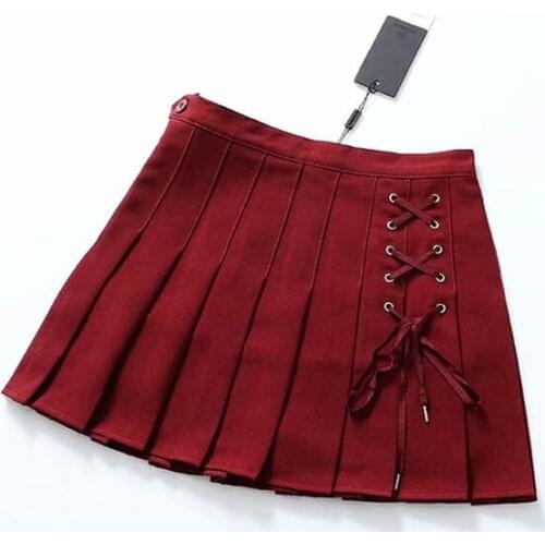Red Mini Pleated Spring Autumn High Waist White Plaid Short Skirts Women Ladies 2021 Black Gothic Lolita Skirt Ball Gown Clothes