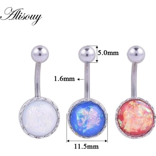 Alisouy 1pc Fashion Surgical Steel Steel Navel belly button rings Bar Piercing Sexy Body Jewelry for women CZ navel piercing